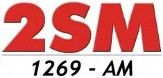 The logo for 2sm 1269 am is red and black