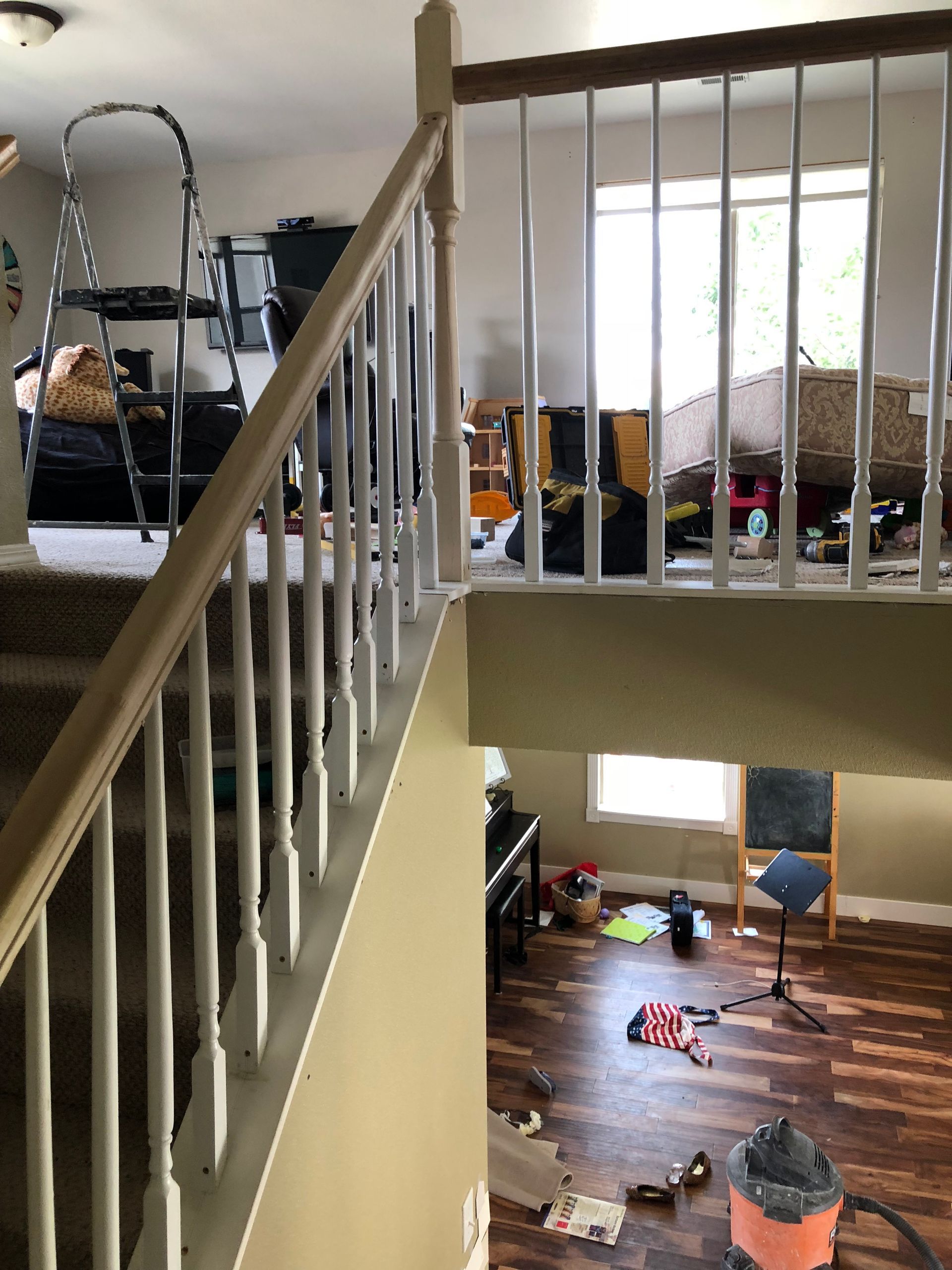 A staircase leading up to the second floor of a house