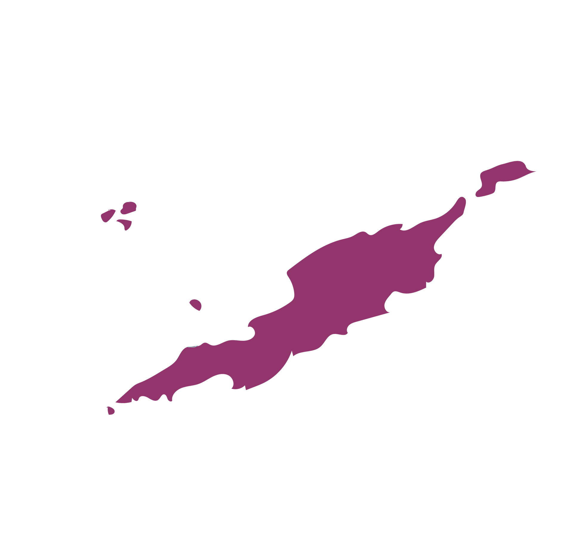 Map of the British Virgin Islands in purple, isolated on a white background.