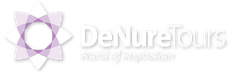 DeNure Tours logo with a flower and the tagline 