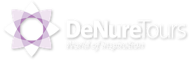 DeNure Tours logo with a flower and the tagline 