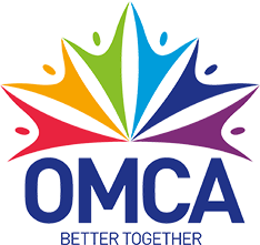 OMCA logo: Colorful maple leaf with stylized figures,