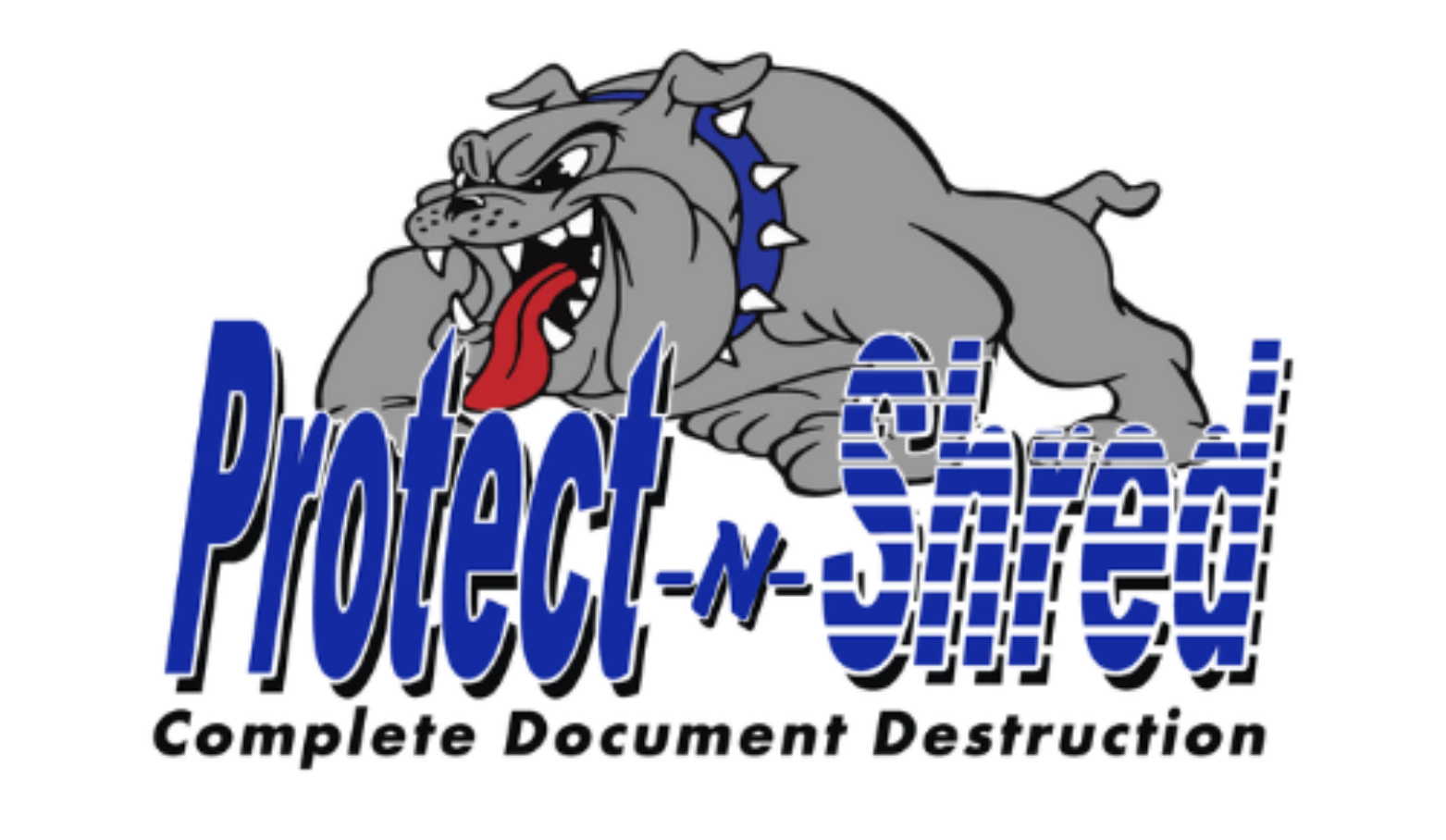 Angry bulldog mascot above blue and white 