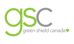 Green and gray Green Shield Canada logo with lowercase gsc and leaf icon