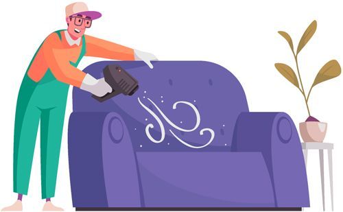 Cleaning A Sofa Animation of a house cleaner in action