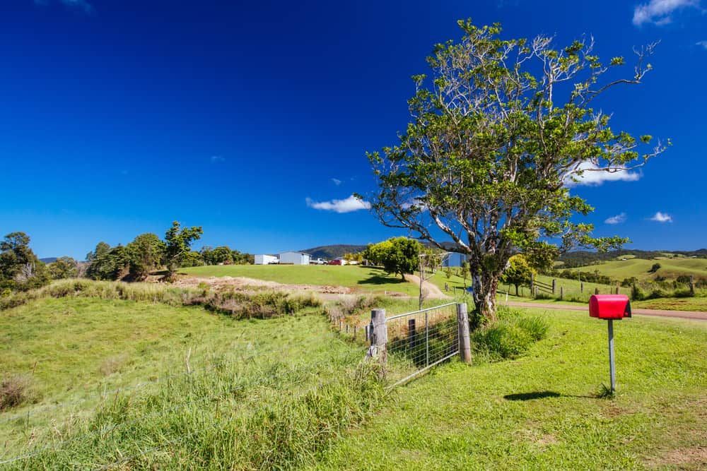 A Red Mailbox is Sitting in the Middle of a Grassy Field — Signmax Bundaberg In Gin Gin, QLD