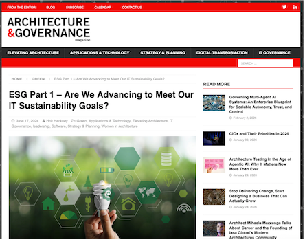 Architecture & Governance - Are We Advancing to Meet Our IT Sustainability Goals?