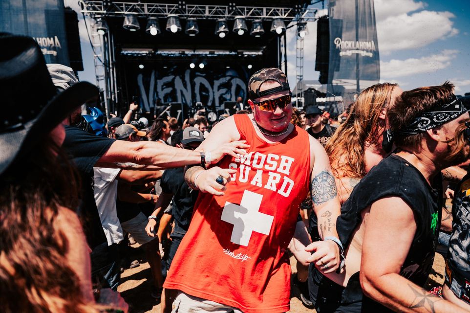 Rocklahoma mosh pit with crowd surfing