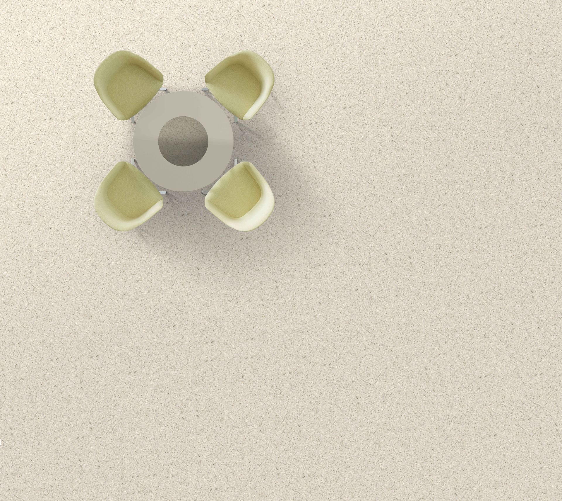 Ceiling smoke detector with four pale green sprinkler heads on a speckled beige ceiling