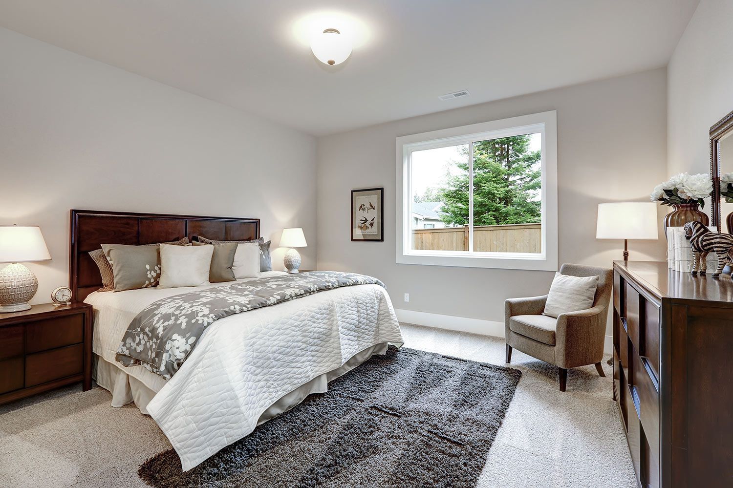 Bright bedroom with a bed