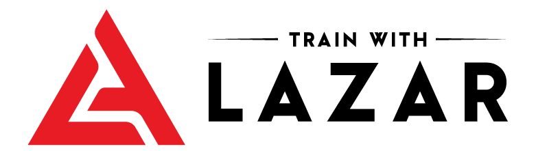 A logo for a company called train with a lazar