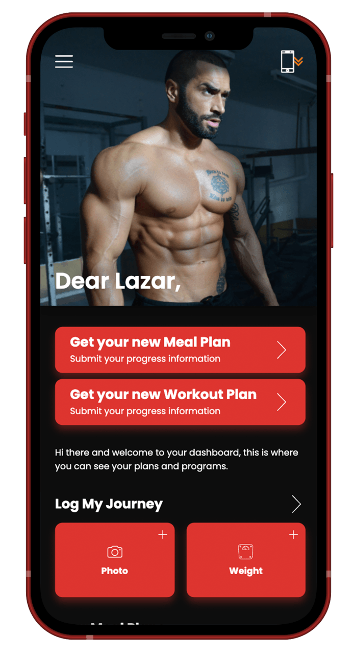 A cell phone with a picture of a muscular man on the screen.