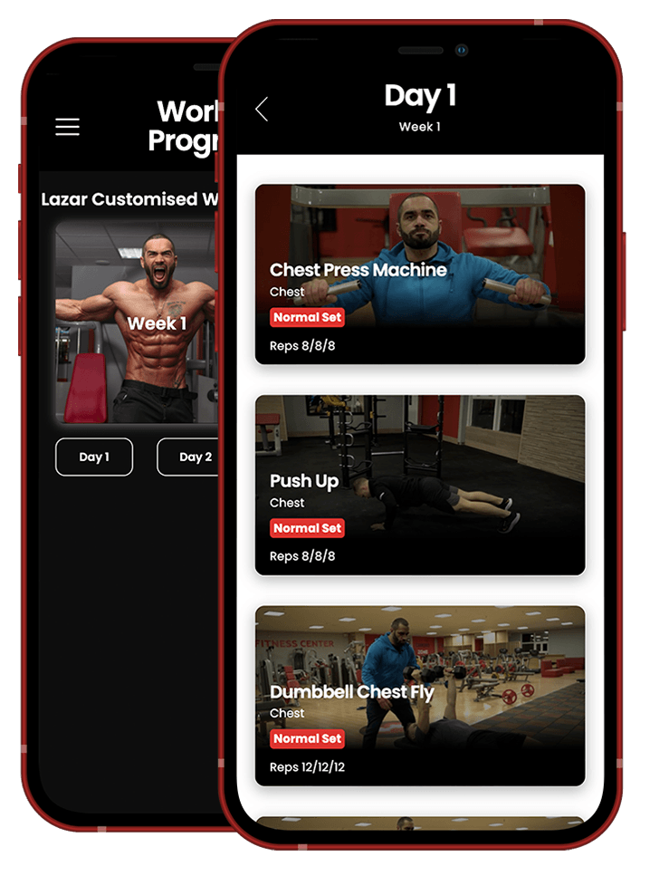 A cell phone with a workout app on it.