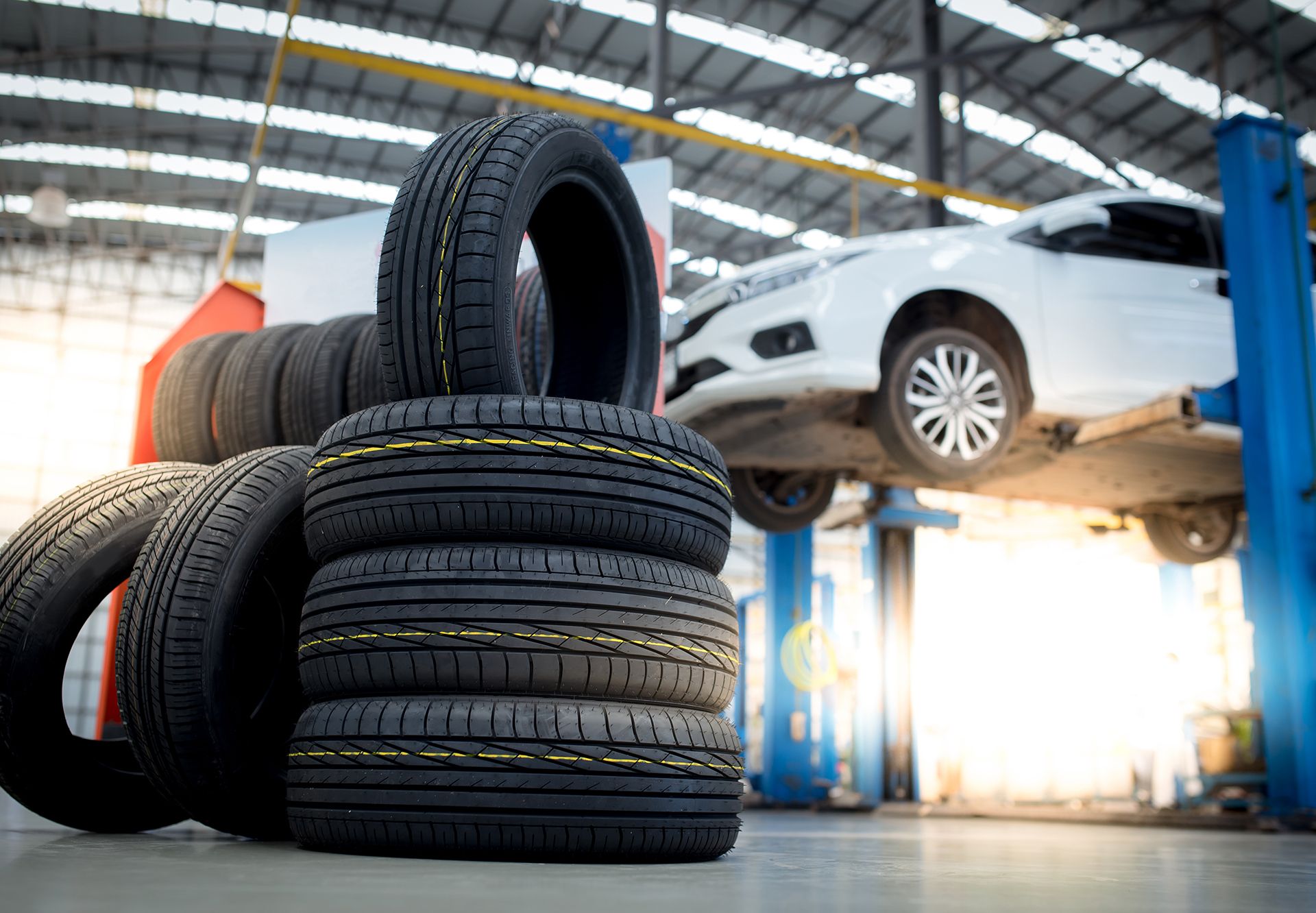 Auto Garage With Tires