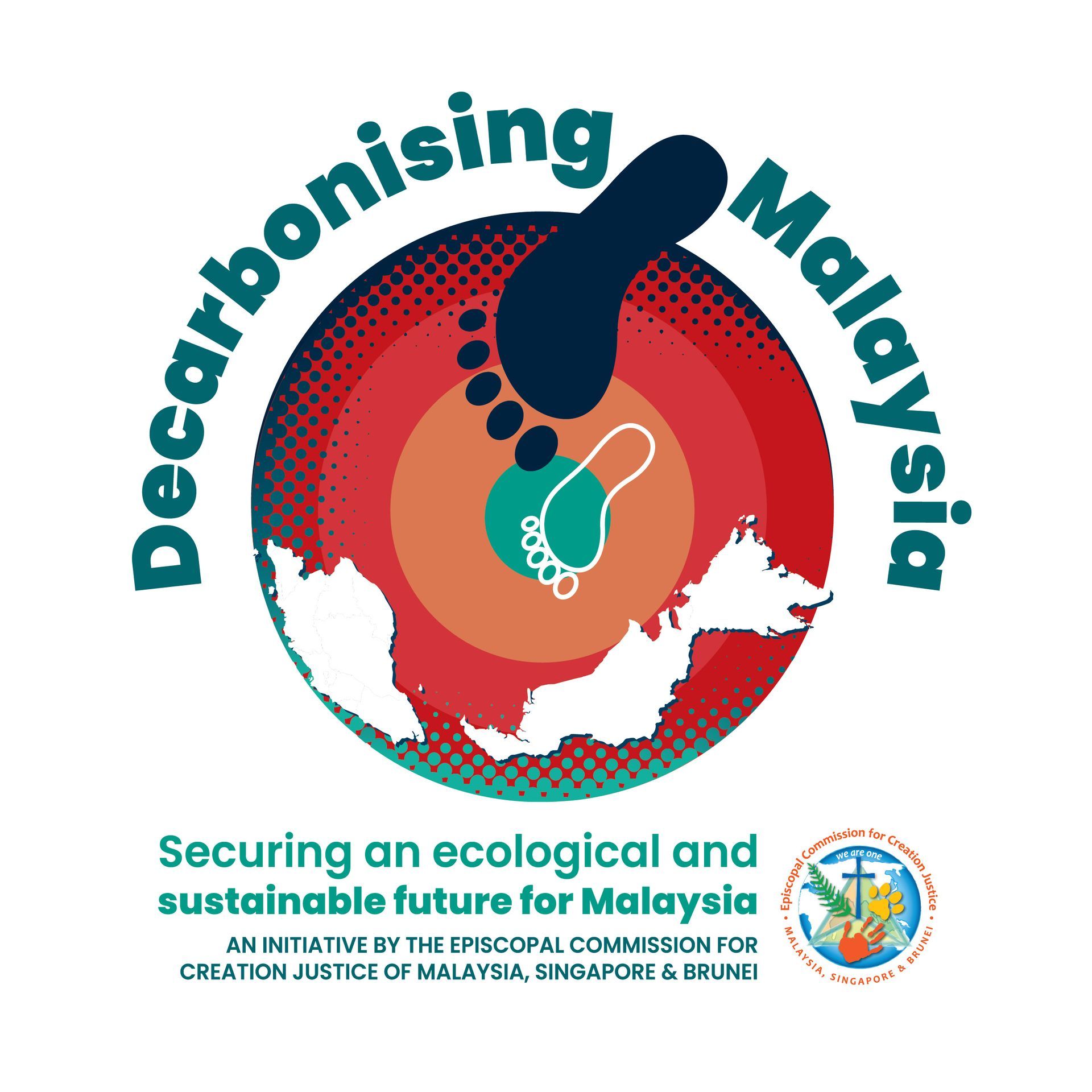 Decarbonising Malaysia logo with a footprint on Earth, securing a sustainable future.