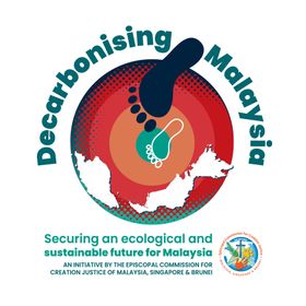 Decarbonising Malaysia logo with a footprint on Earth, securing a sustainable future.