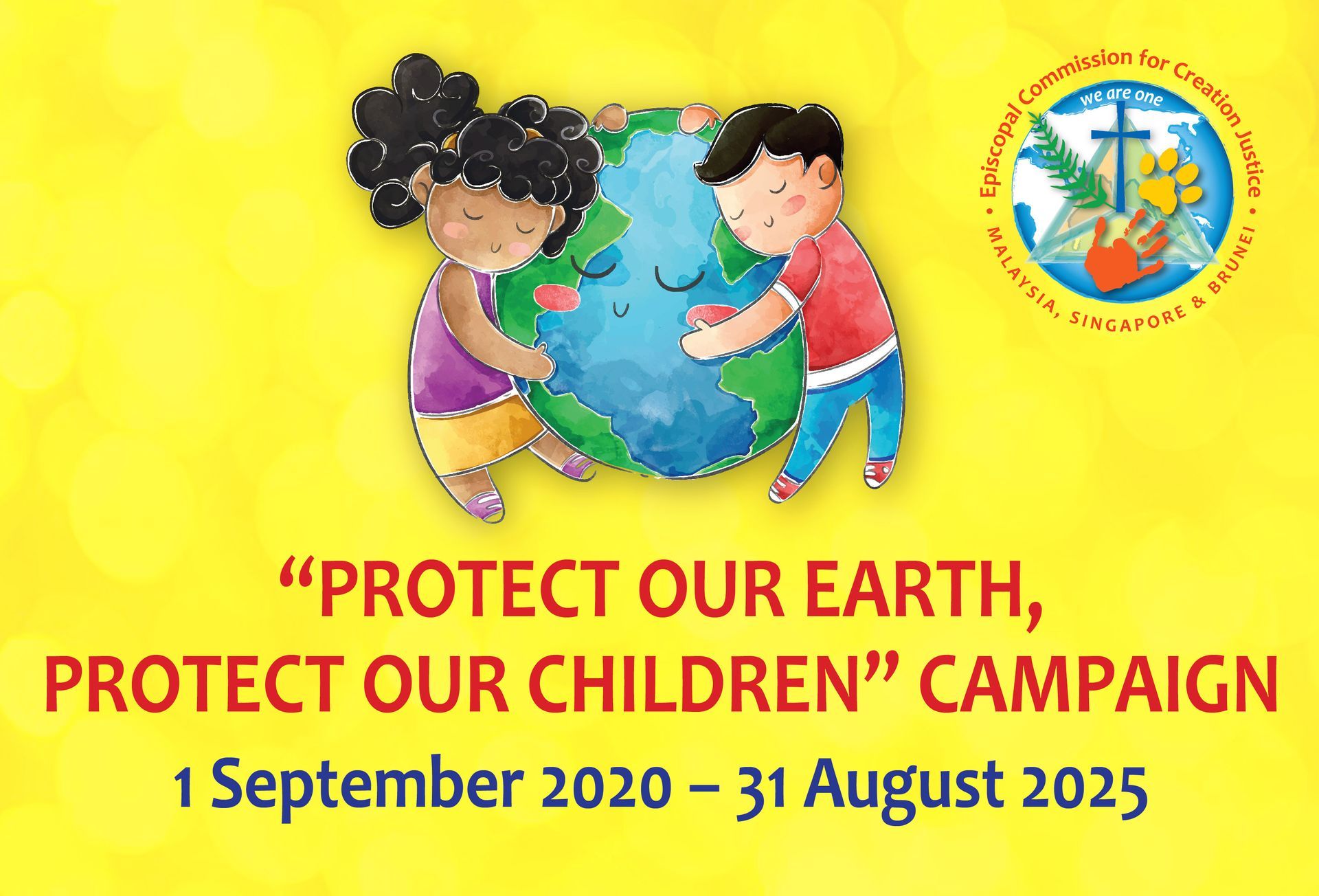 Children hugging Earth; 