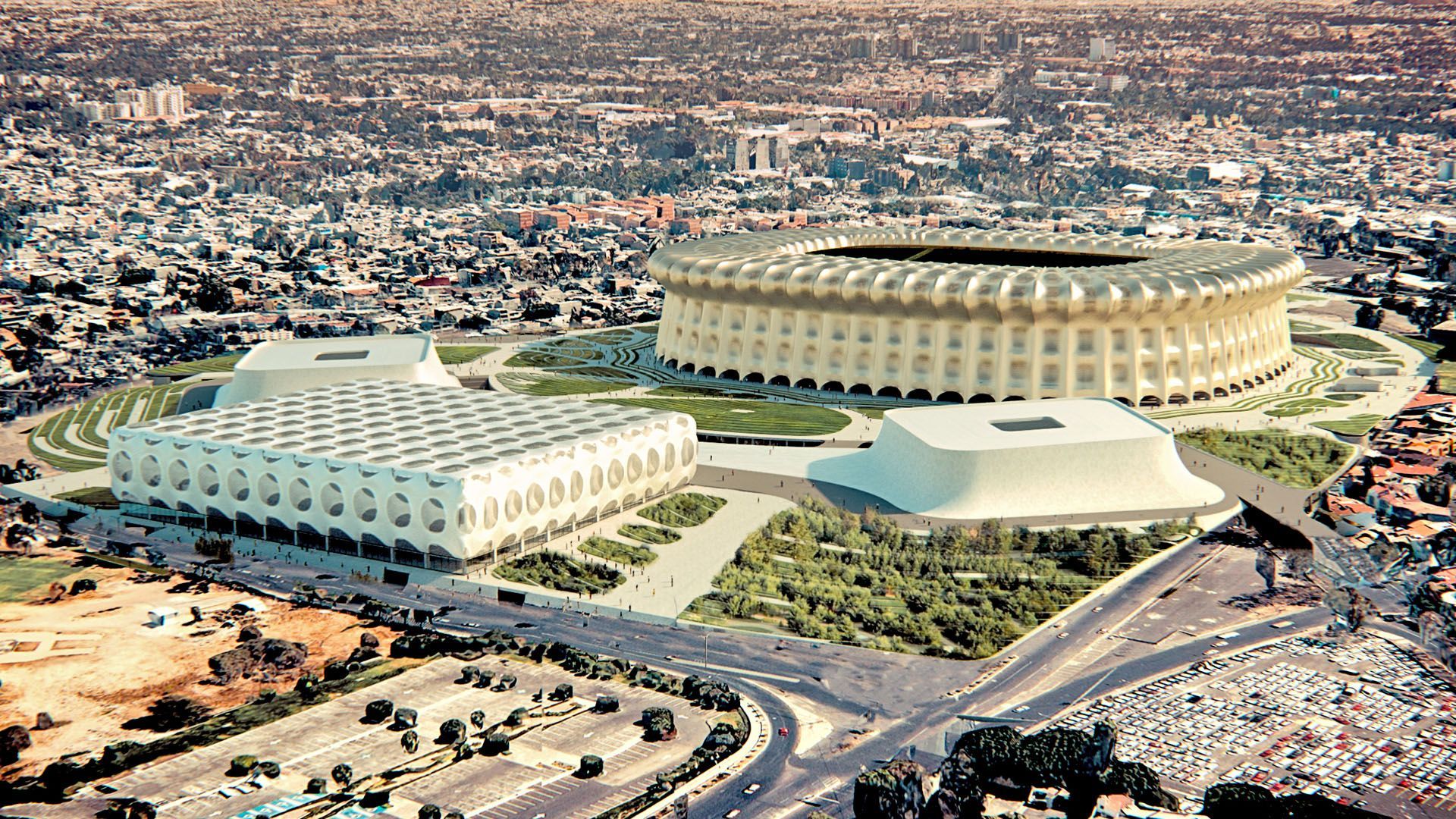 vista aérea de la propuesta de remodelación del estadio azteca