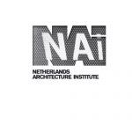 Logotipo del Instituto de Arquitectura de los Países Bajos con el texto “NAI” en negrita y negro, y un gráfico de un edificio en gris.