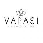 Logotipo de VAPASI con un icono de loto y el lema “DISEÑANDO EL ALMA” sobre un fondo blanco.