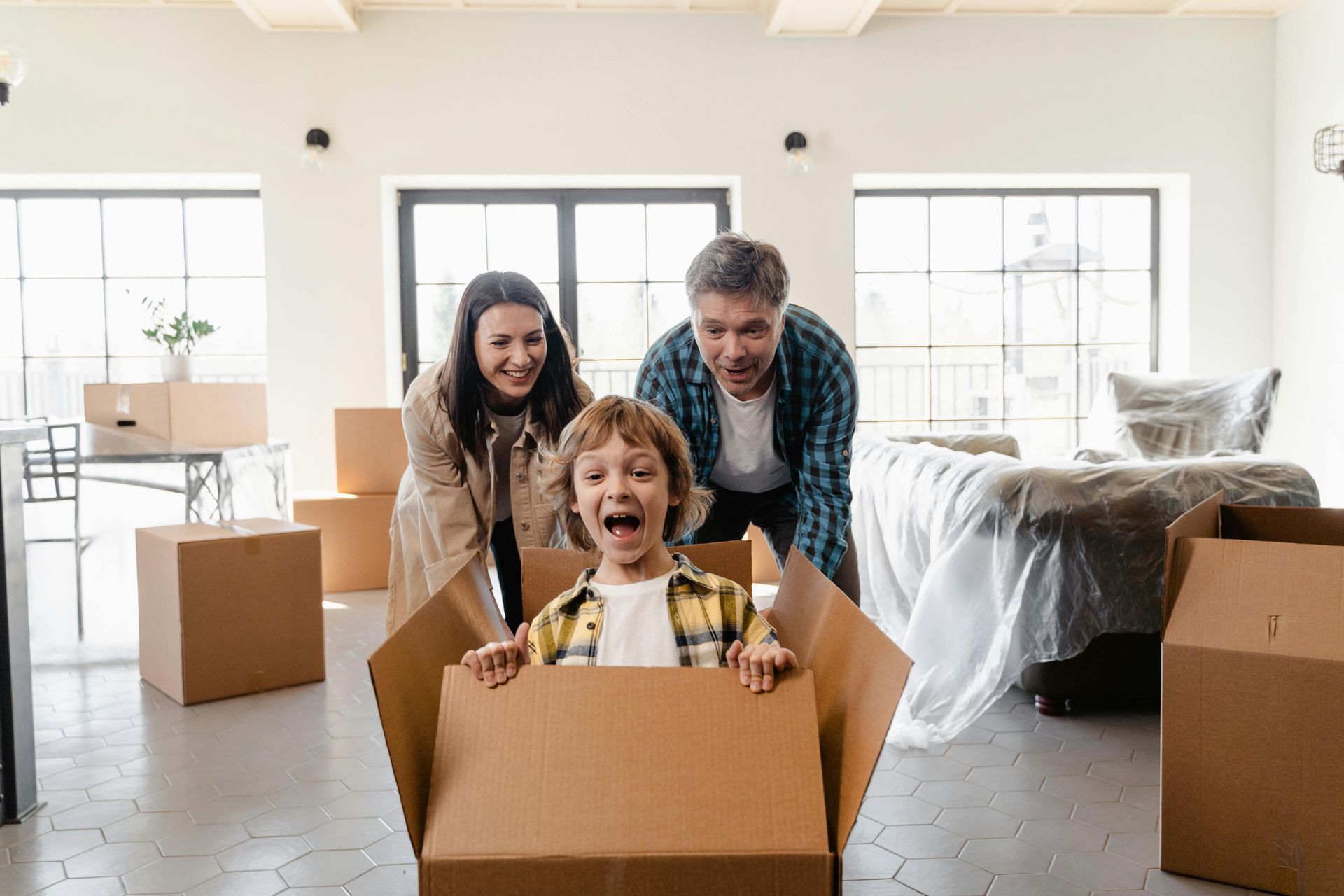 family packing for their move