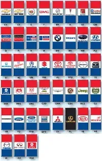 A bunch of flags with logos on them