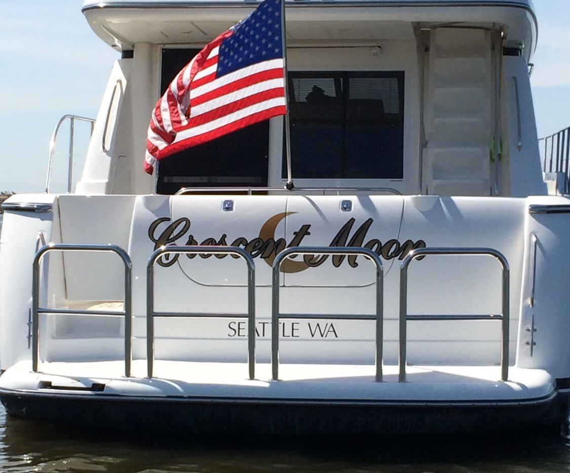 A boat with four Tanner Manufacturing staple rails with crossmembers on it.