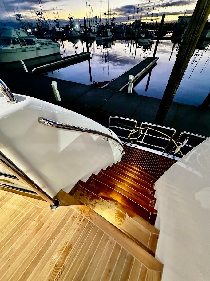 Stainless steel railings on a 