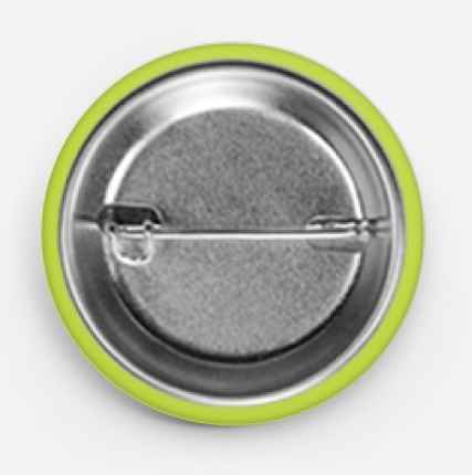 Lime green button with black Bigfoot silhouette and text “I almost saw BIGFOOT”