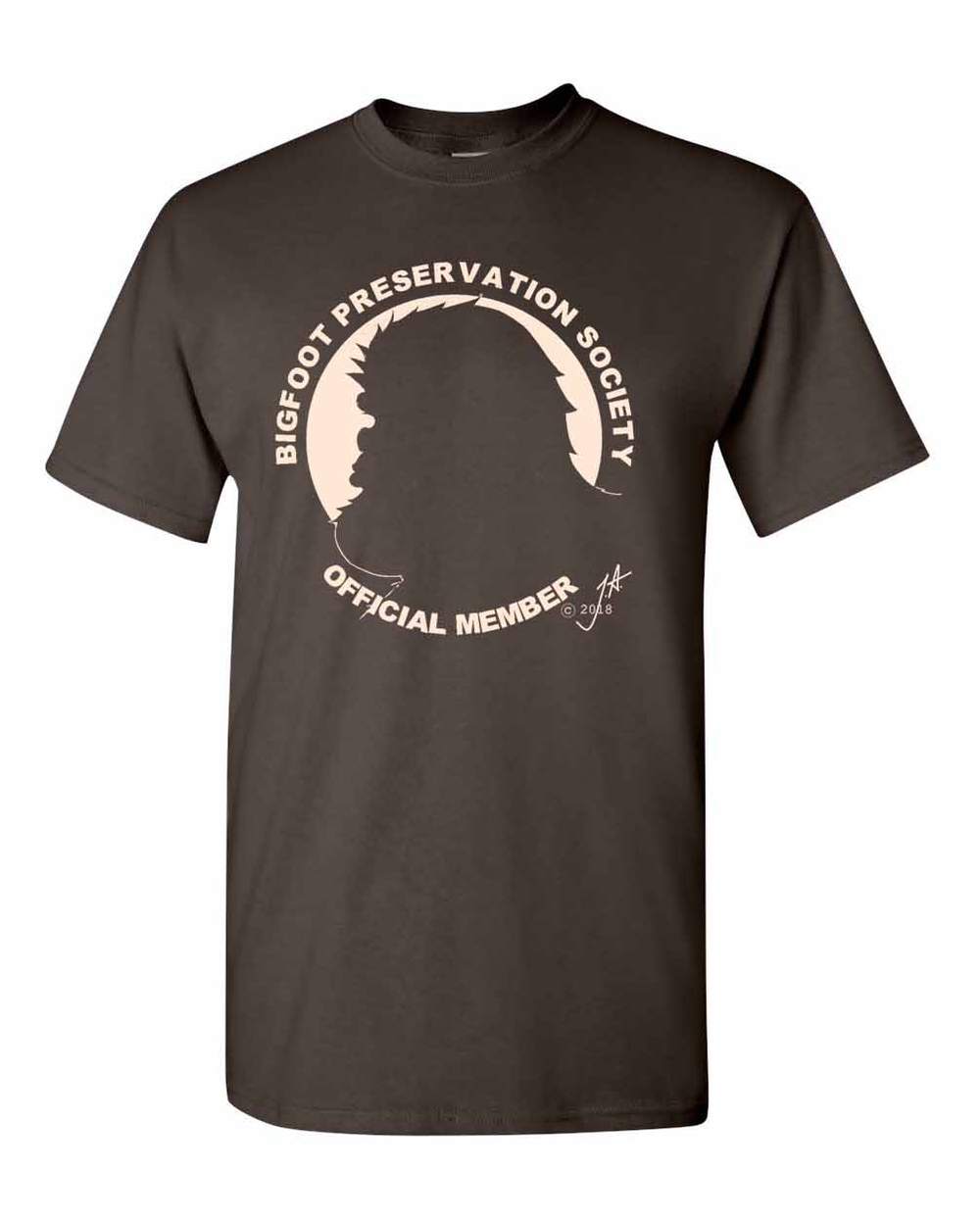 Dark brown T-shirt with circular white 