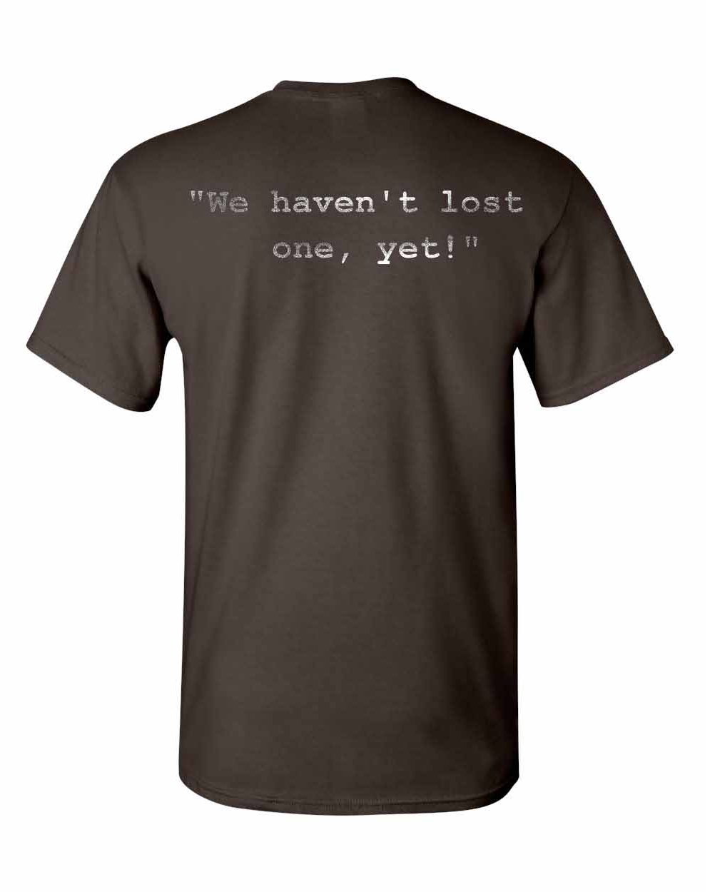 Dark brown T-shirt with circular white 