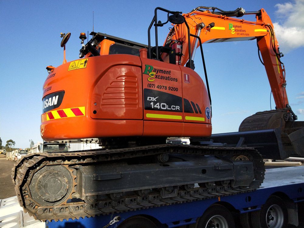 Closer Look Of An Orange Earthmoving Equipment
