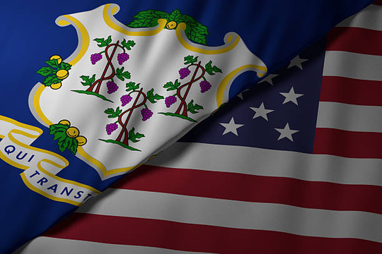 Connecticut and USA Flags