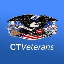 CTVeterans logo with eagle over American flag on blue background