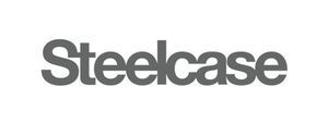 A black and white logo for steelcase on a white background.