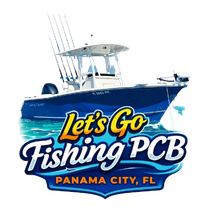Logo of a blue fishing boat with &ldquo;Let&rsquo;s Go Fishing PCB&rdquo; and &ldquo;Panama City, FL&rdquo; text
