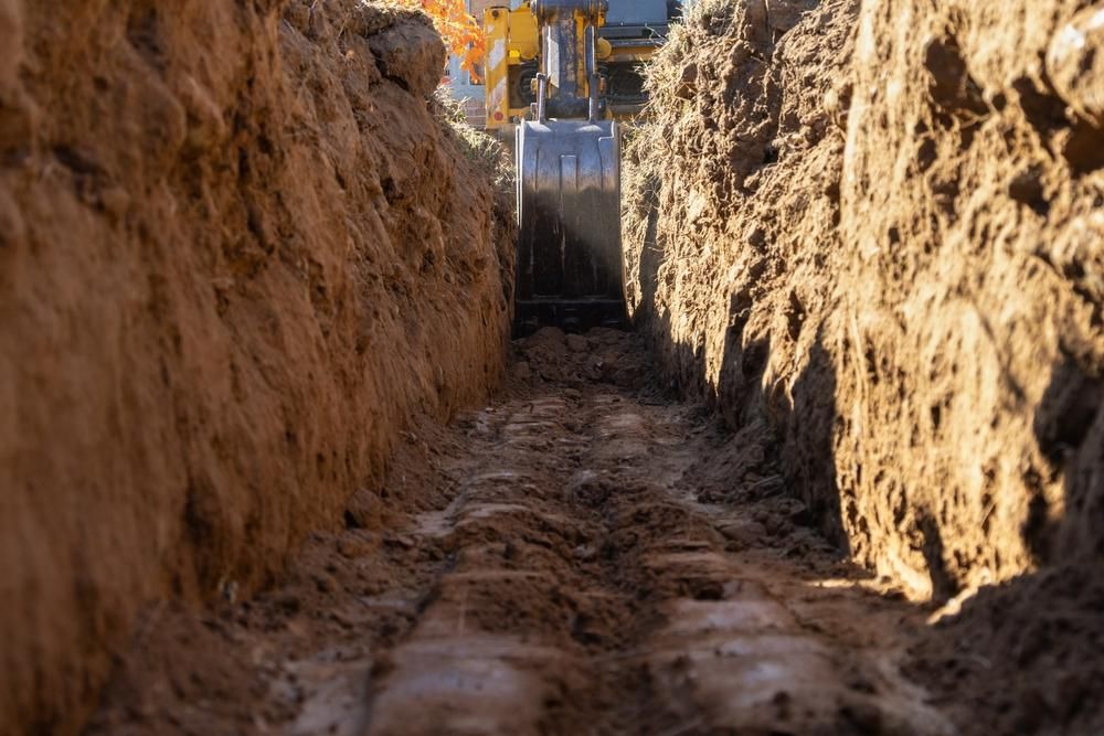 A Bulldozer is Digging a Trench in the Dirt — SMH Valley Fencing & Maintenance In Lochinvar, NSW