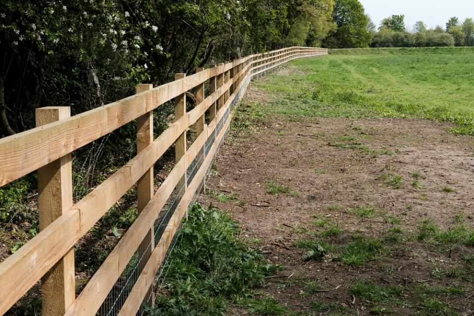 A Wooden Fence Surrounds a Grassy Field With Trees in the Background — SMH Valley Fencing & Maintenance In Singleton, NSW