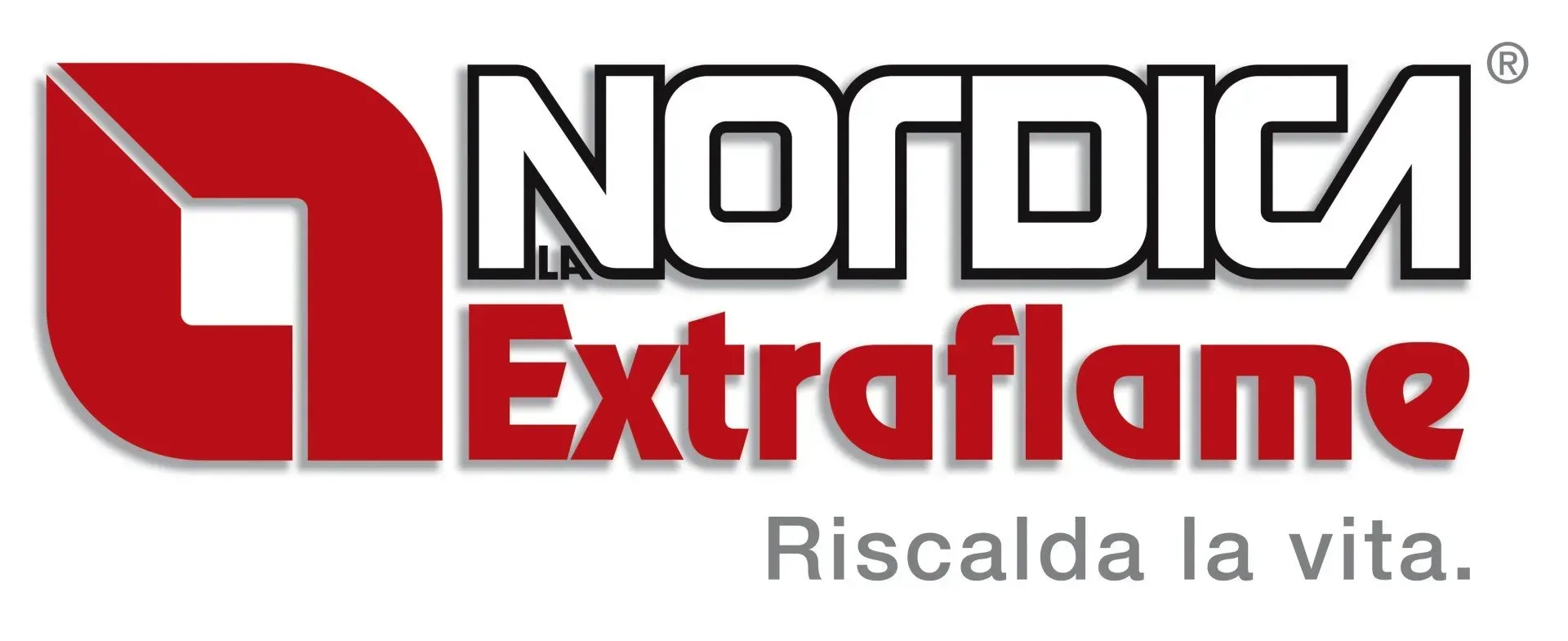 Nordica Extraflame logo with red icon and slogan “Riscalda la vita.”
