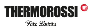 Logo THERMOROSSI in nero con icona rossa e slogan “Fire Lovers” su sfondo bianco.
