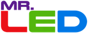 MR. LED logo with colorful text and the slogan “Go Green .. Save Green” for lights and fixtures