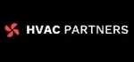 HVAC Partners logo with red fan icon on a black background