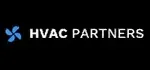 HVAC PARTNERS logo in white and blue on a black background