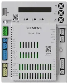 Siemens control module with ports and indicator lights on a white panel