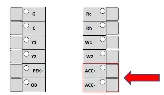 Two gray button lists; red arrow points to the bottom ACC+ option on the right.