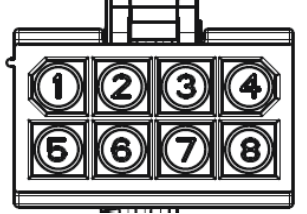 Black-and-white diagram of an 8-button panel labeled 1 to 8 in two rows.