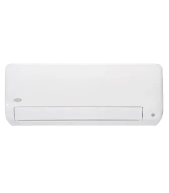 White wall-mounted air conditioner unit on a plain background