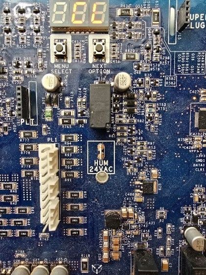 Blue circuit board with a 3-digit LED display and several electronic components on it