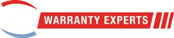 Warranty Experts logo with red and blue swoosh and bold white text on a red banner