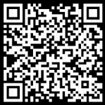 Black-and-white QR code square with a central patterned design